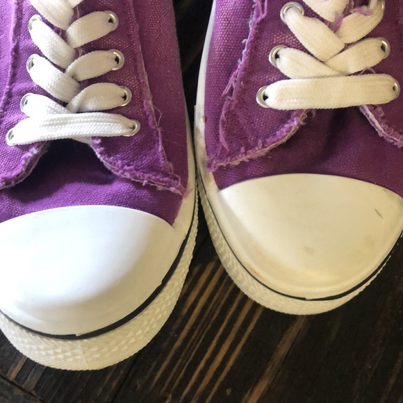Women's Purple Low-top Canvas Casual Lace Up Sneakers Shoes Sz 9 Summer Beach - Picture 7 of 16